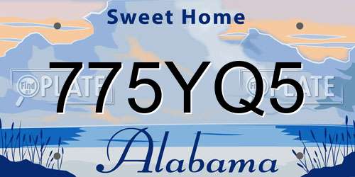 775YQ5 Alabama License Plate