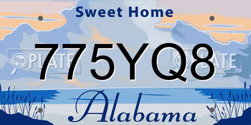775YQ8 Alabama License Plate