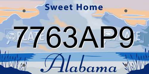 7763AP9 Alabama License Plate