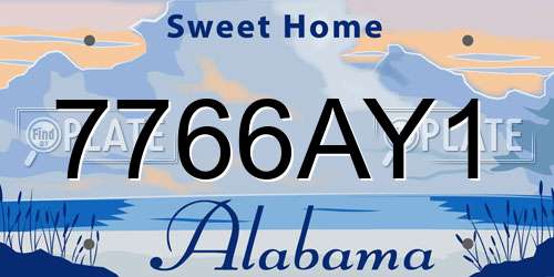 7766AY1 Alabama License Plate