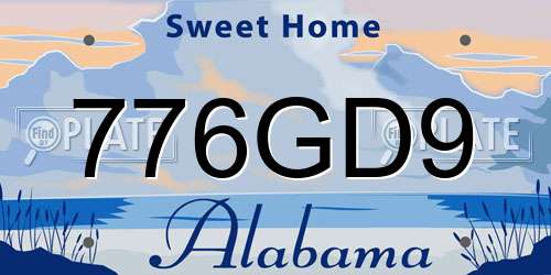 776GD9 Alabama License Plate