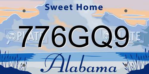 776GQ9 Alabama License Plate