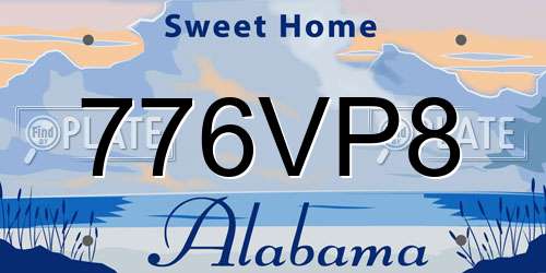 776VP8 Alabama License Plate