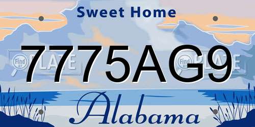 7775AG9 Alabama License Plate