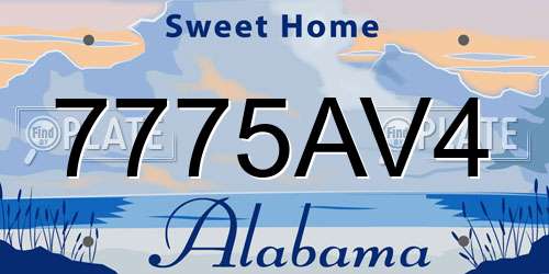 7775AV4 Alabama License Plate