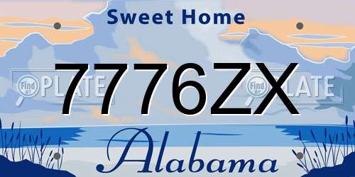 7776ZX Alabama License Plate