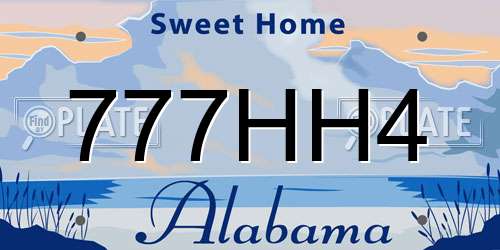 777HH4 Alabama License Plate