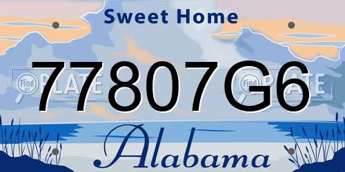 77807G6 Alabama License Plate