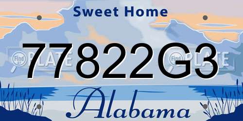 77822G3 Alabama License Plate