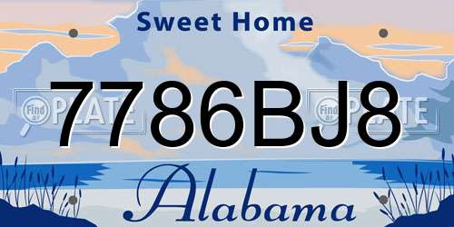 7786BJ8 Alabama License Plate