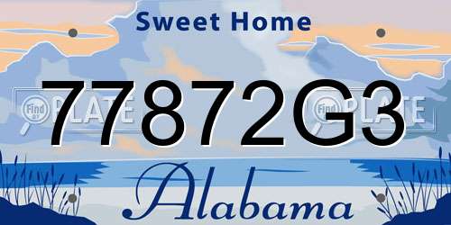 77872G3 Alabama License Plate
