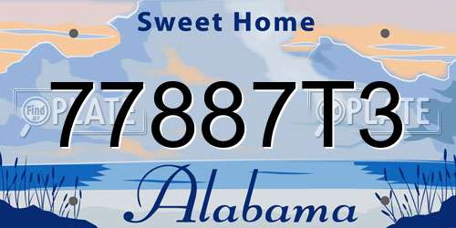 77887T3 Alabama License Plate