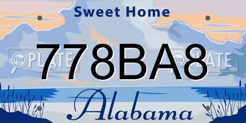 778BA8 Alabama License Plate
