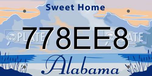 778EE8 Alabama License Plate