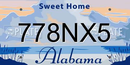 778NX5 Alabama License Plate