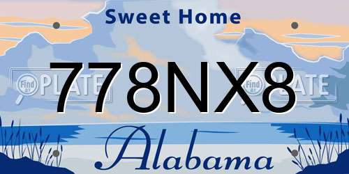 778NX8 Alabama License Plate