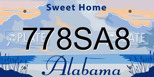 778SA8 Alabama License Plate