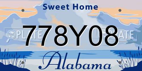 778Y08 Alabama License Plate