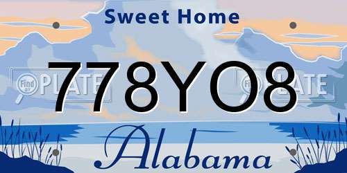 778YO8 Alabama License Plate