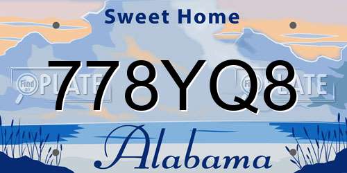 778YQ8 Alabama License Plate