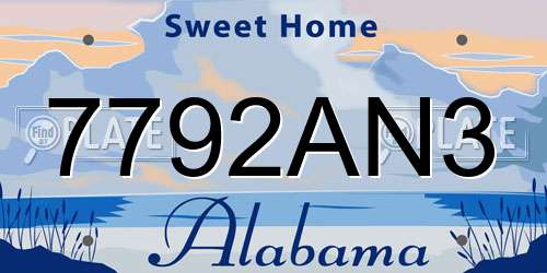 7792AN3 Alabama License Plate