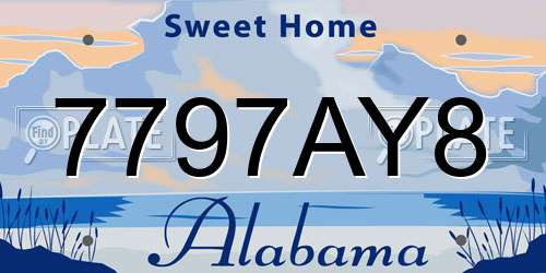 7797AY8 Alabama License Plate