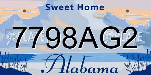 7798AG2 Alabama License Plate