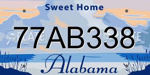 77AB338 Alabama License Plate