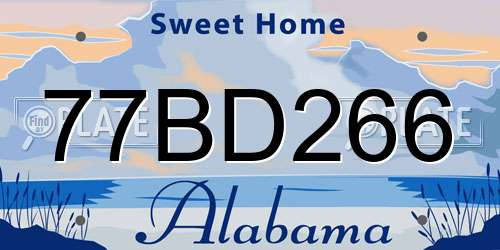 77BD266 Alabama License Plate