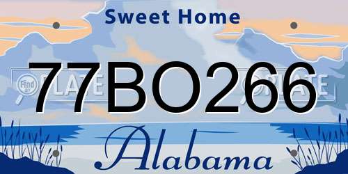 77BO266 Alabama License Plate