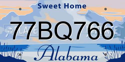 77BQ766 Alabama License Plate