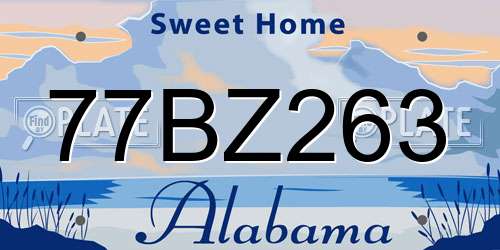 77BZ263 Alabama License Plate