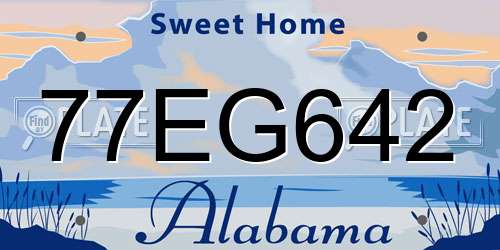 77EG642 Alabama License Plate