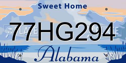 77HG294 Alabama License Plate