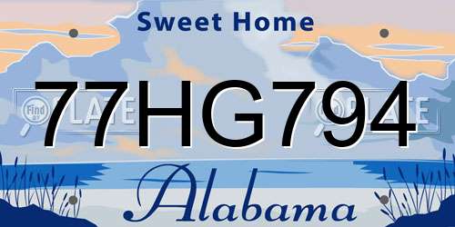 77HG794 Alabama License Plate
