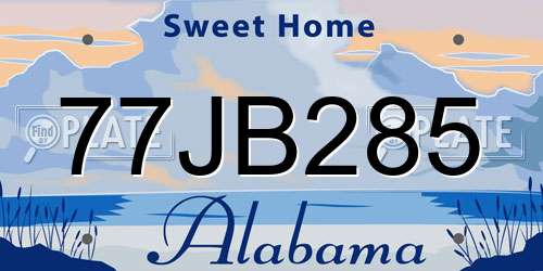 77JB285 Alabama License Plate