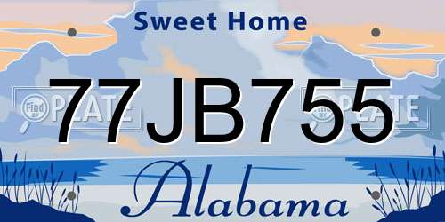 77JB755 Alabama License Plate