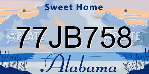77JB758 Alabama License Plate