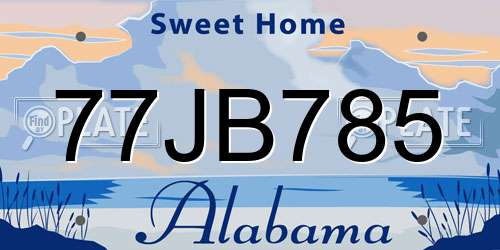 77JB785 Alabama License Plate