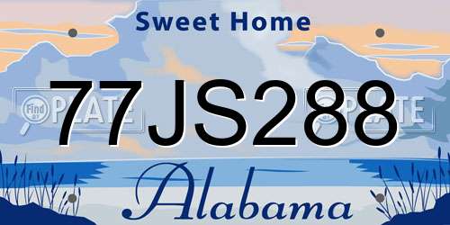 77JS288 Alabama License Plate