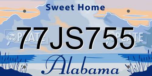 77JS755 Alabama License Plate