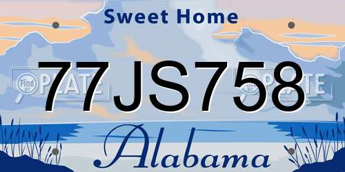 77JS758 Alabama License Plate