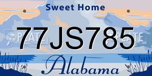 77JS785 Alabama License Plate