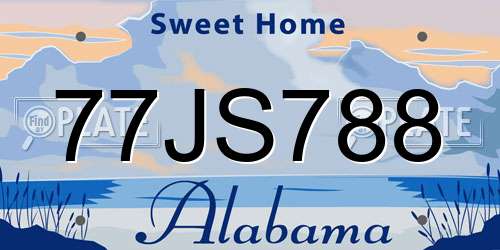 77JS788 Alabama License Plate