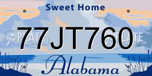 77JT760 Alabama License Plate