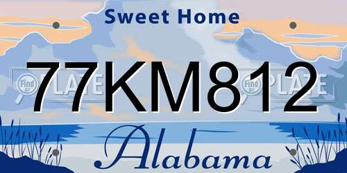 77KM812 Alabama License Plate