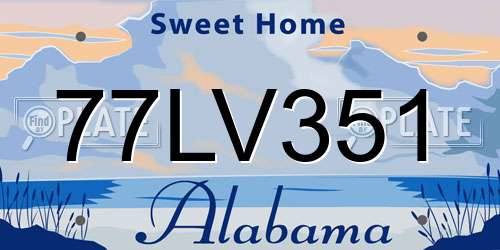 77LV351 Alabama License Plate