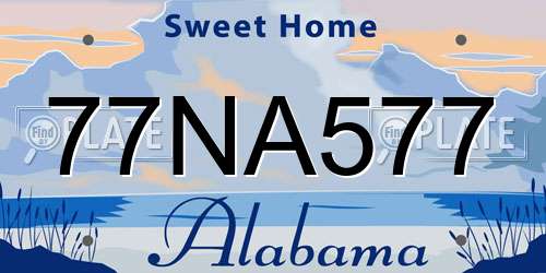 77NA577 Alabama License Plate
