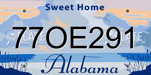 77OE291 Alabama License Plate