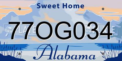 77OG034 Alabama License Plate